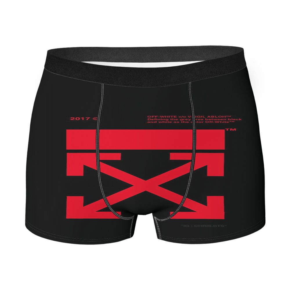 Off White Red Black Logo Wallpaper Men'S Boxer Briefs