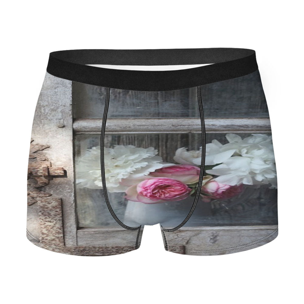 Old Window With Flowers Men'S Boxer Briefs