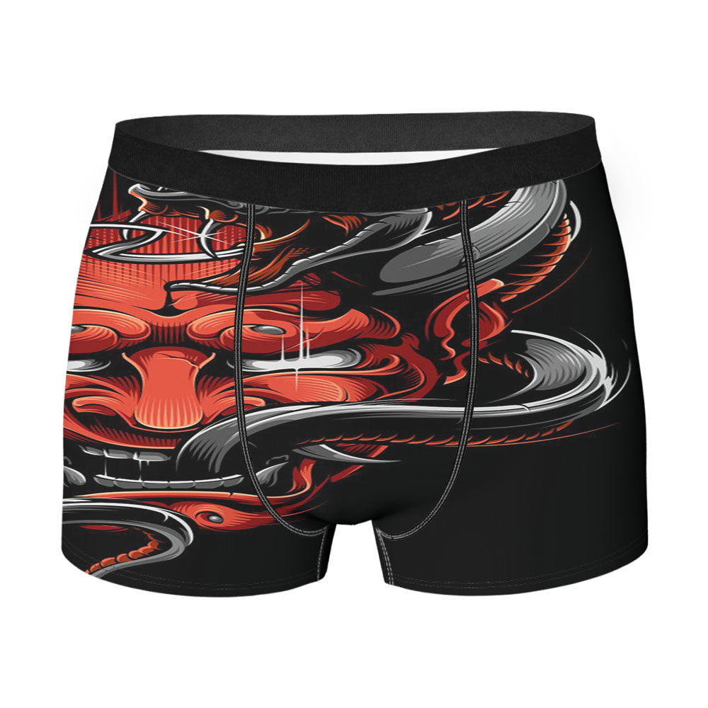 Oni Mask And Snake Pattern Men'S Boxer Briefs