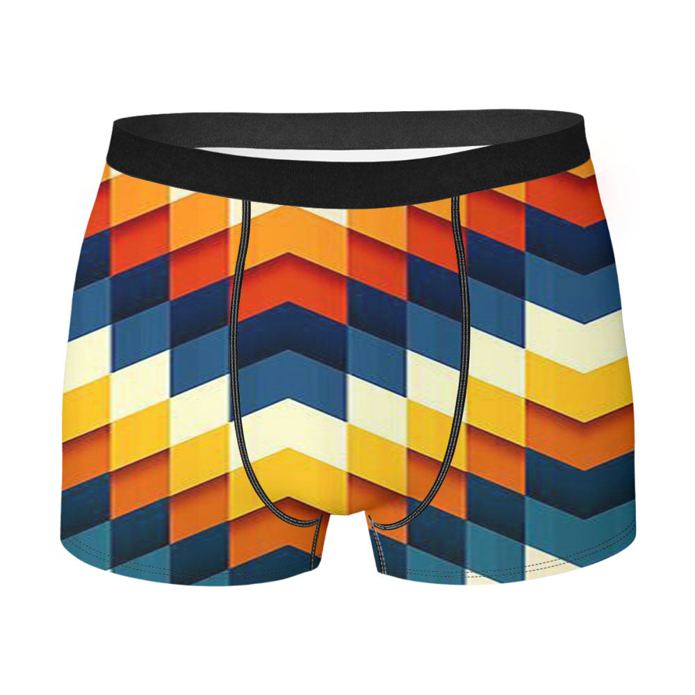 Pattern Tellow White Blue Men'S Boxer Briefs