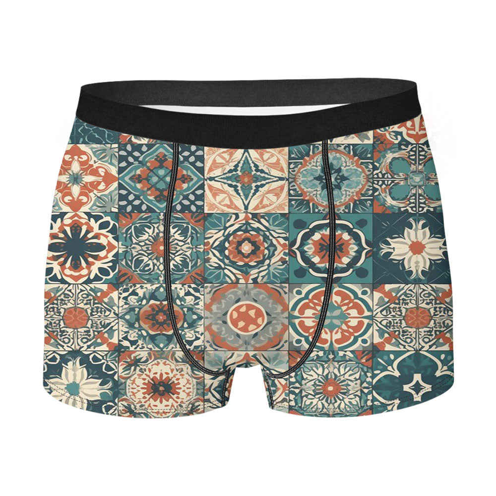 Patterns With A Traditional Spanish Tile Men'S Boxer Briefs