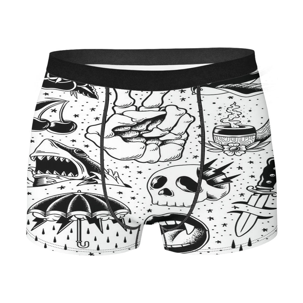 Peace Finger Bone Tattoo Pattern Men'S Boxer Briefs
