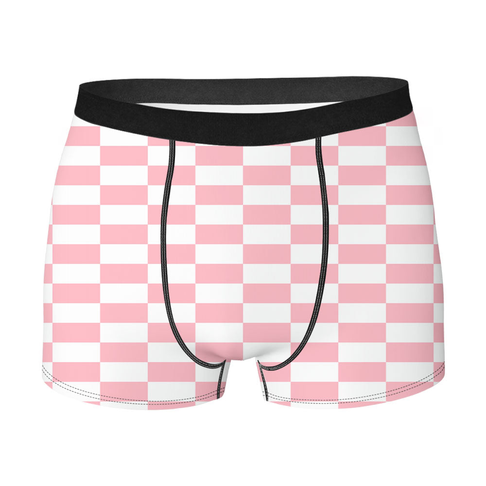 Pink Checkered Vans Shoes Men'S Boxer Briefs