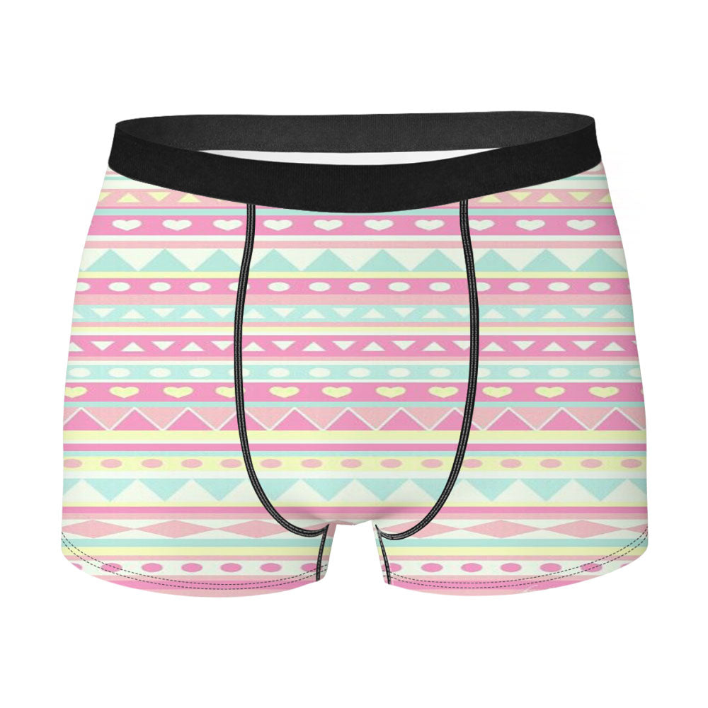 Pink Love Streach Pattern Men'S Boxer Briefs