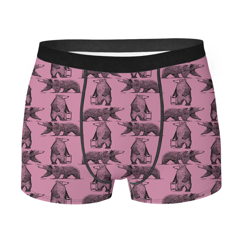 Purple And Black Skate Bear Illustrations Pattern Men'S Boxer Briefs