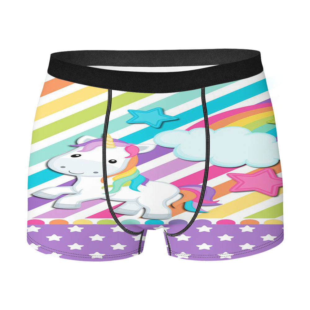 Rainbow Unicorn Stripe Colorfull Men'S Boxer Briefs