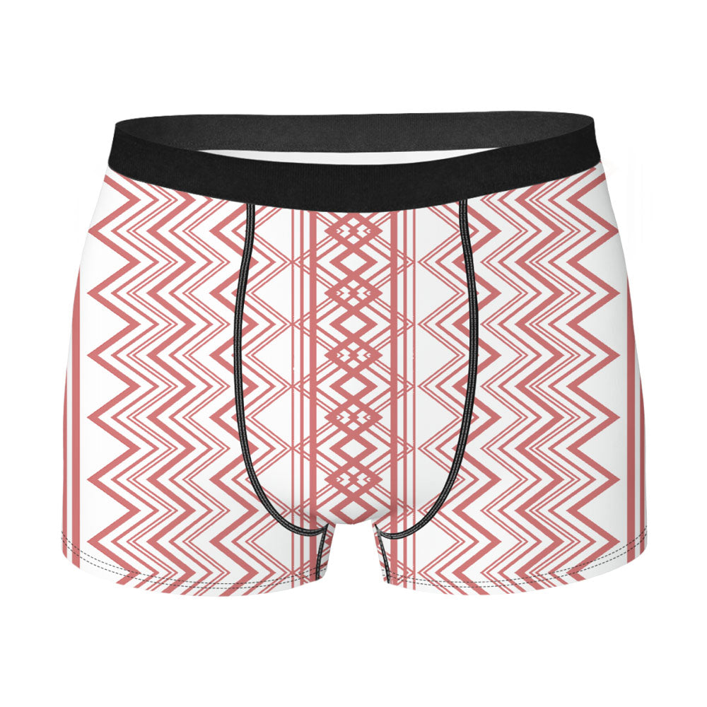 Red Aztec Zigzag Seamless Pattern Men'S Boxer Briefs