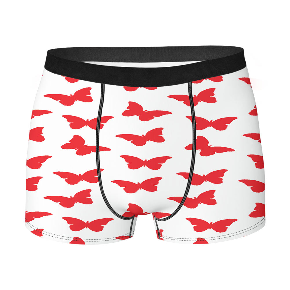 Red Butterfly Pattern Men'S Boxer Briefs