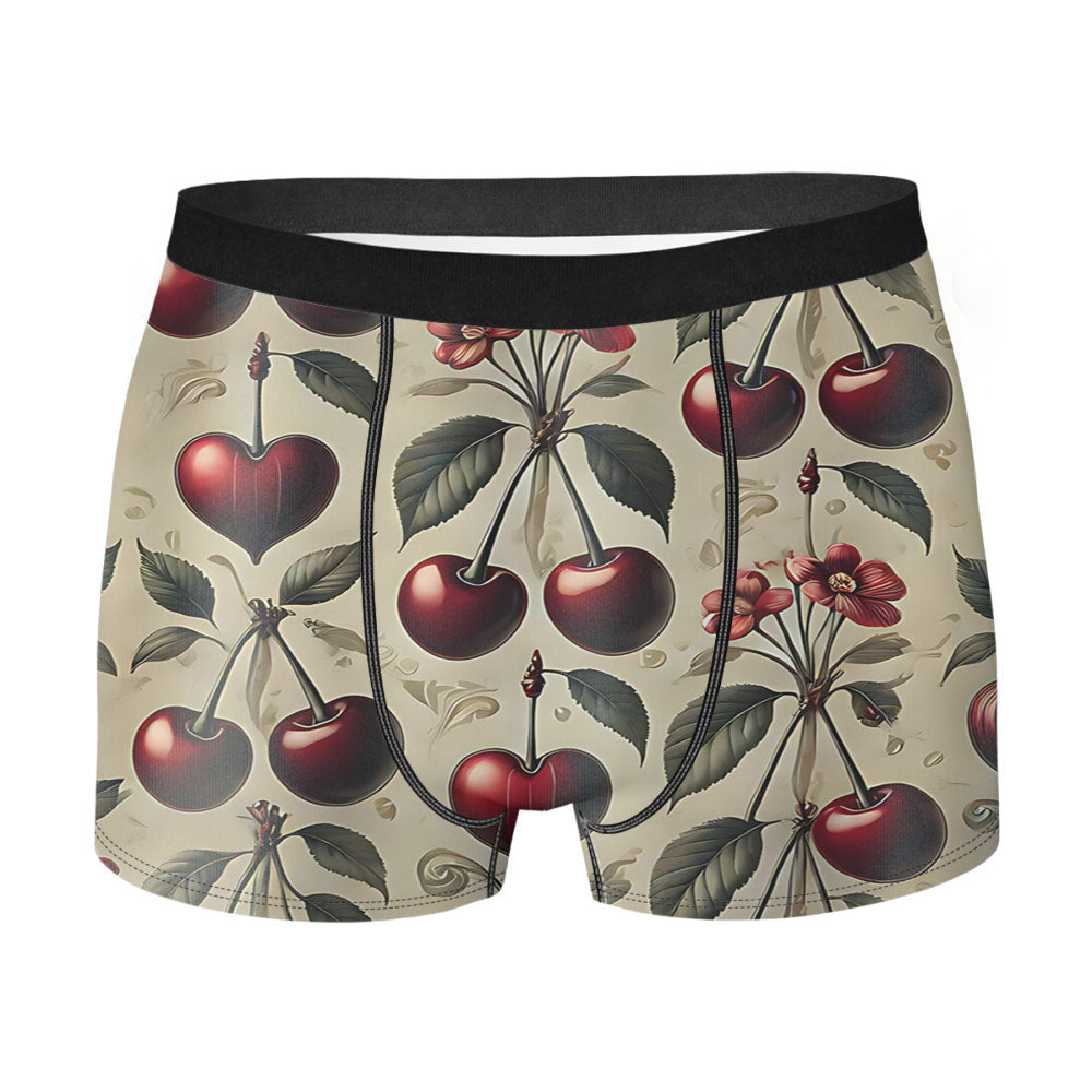 Red Cherries And Hearts Men'S Boxer Briefs