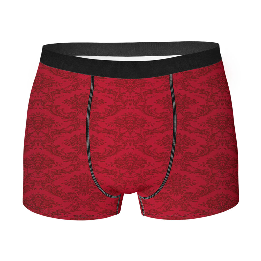 Red Damask Pattern Men'S Boxer Briefs