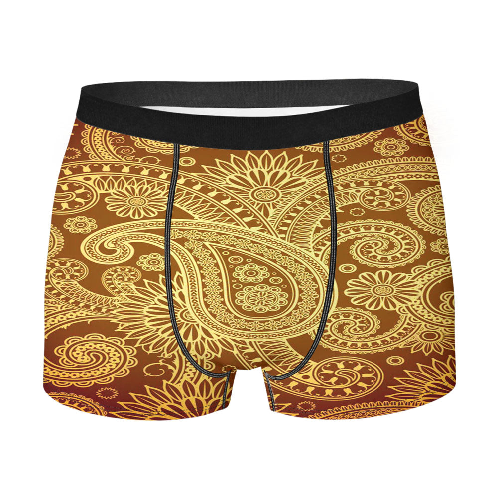 Red Gold Damask Pattern Men'S Boxer Briefs