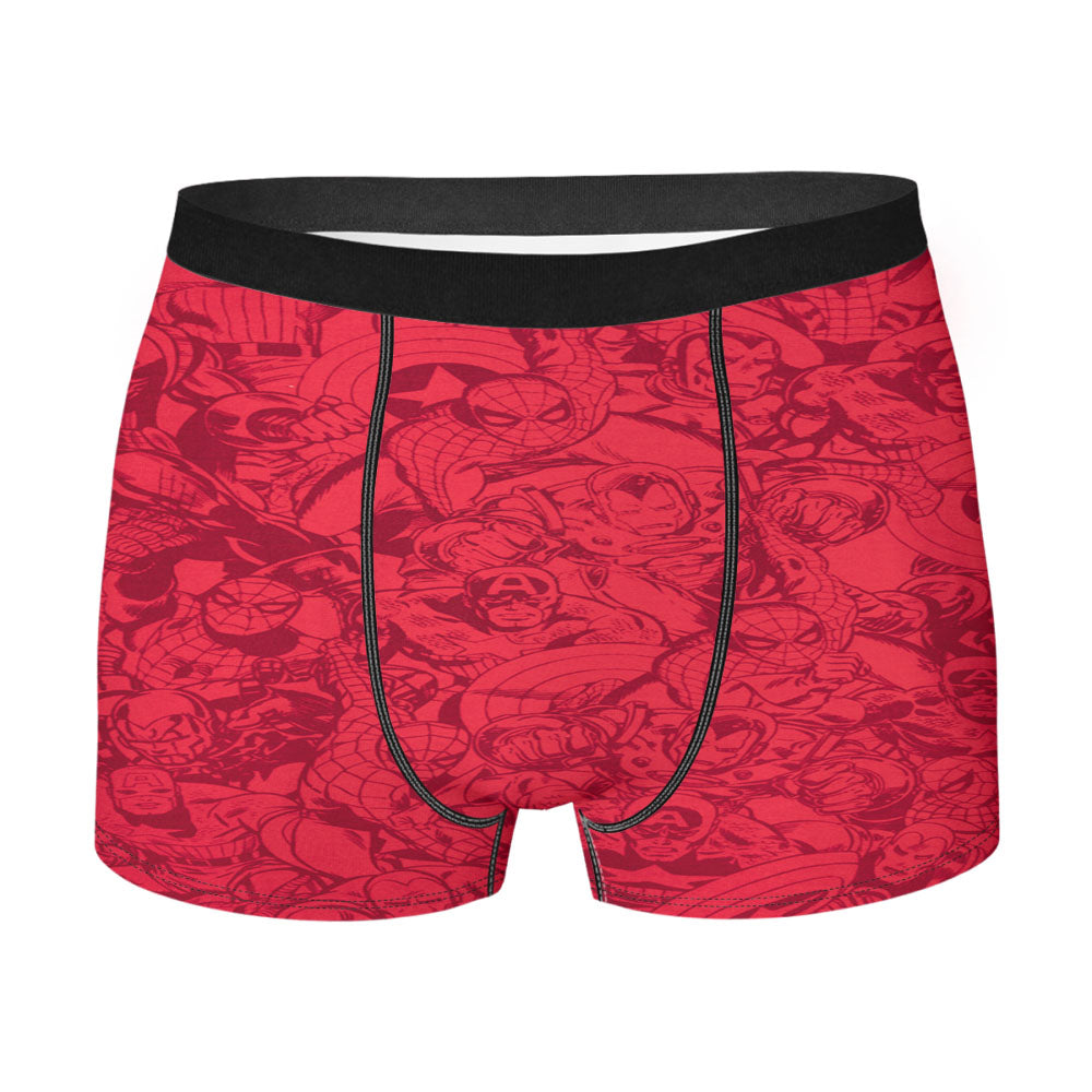 Red Marvel Superheroes Doodles Men'S Boxer Briefs