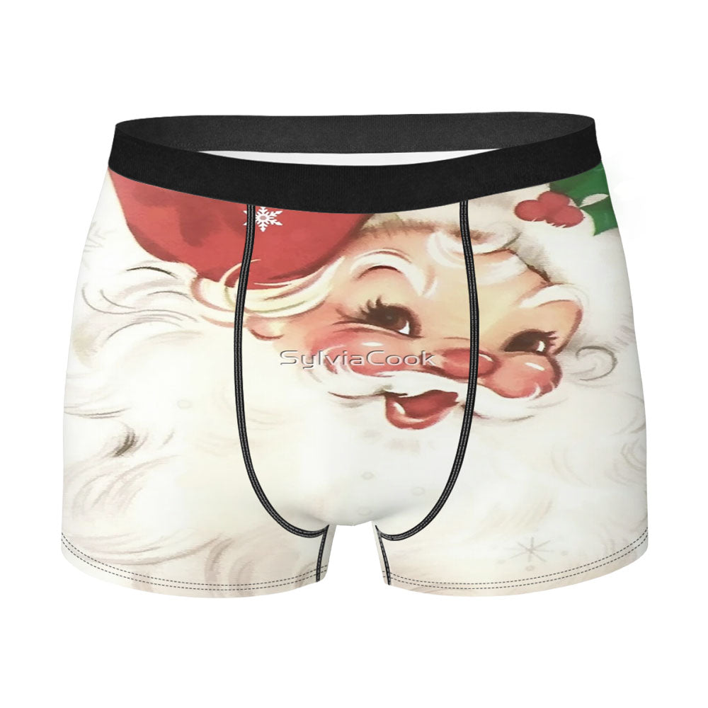 Red Retro Vintage Santa Men'S Boxer Briefs