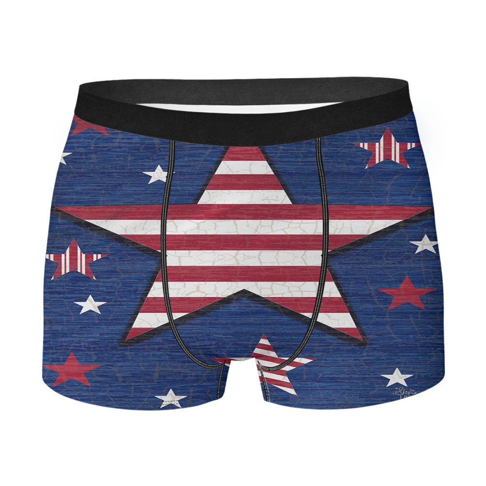 Rustic Patriotic Star Men'S Boxer Briefs