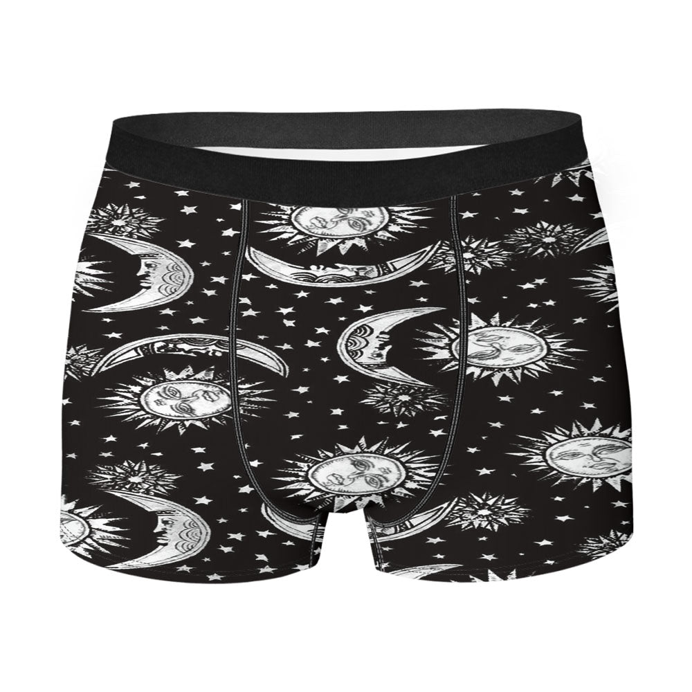 Sun And Moon Black White Pattern Men'S Boxer Briefs