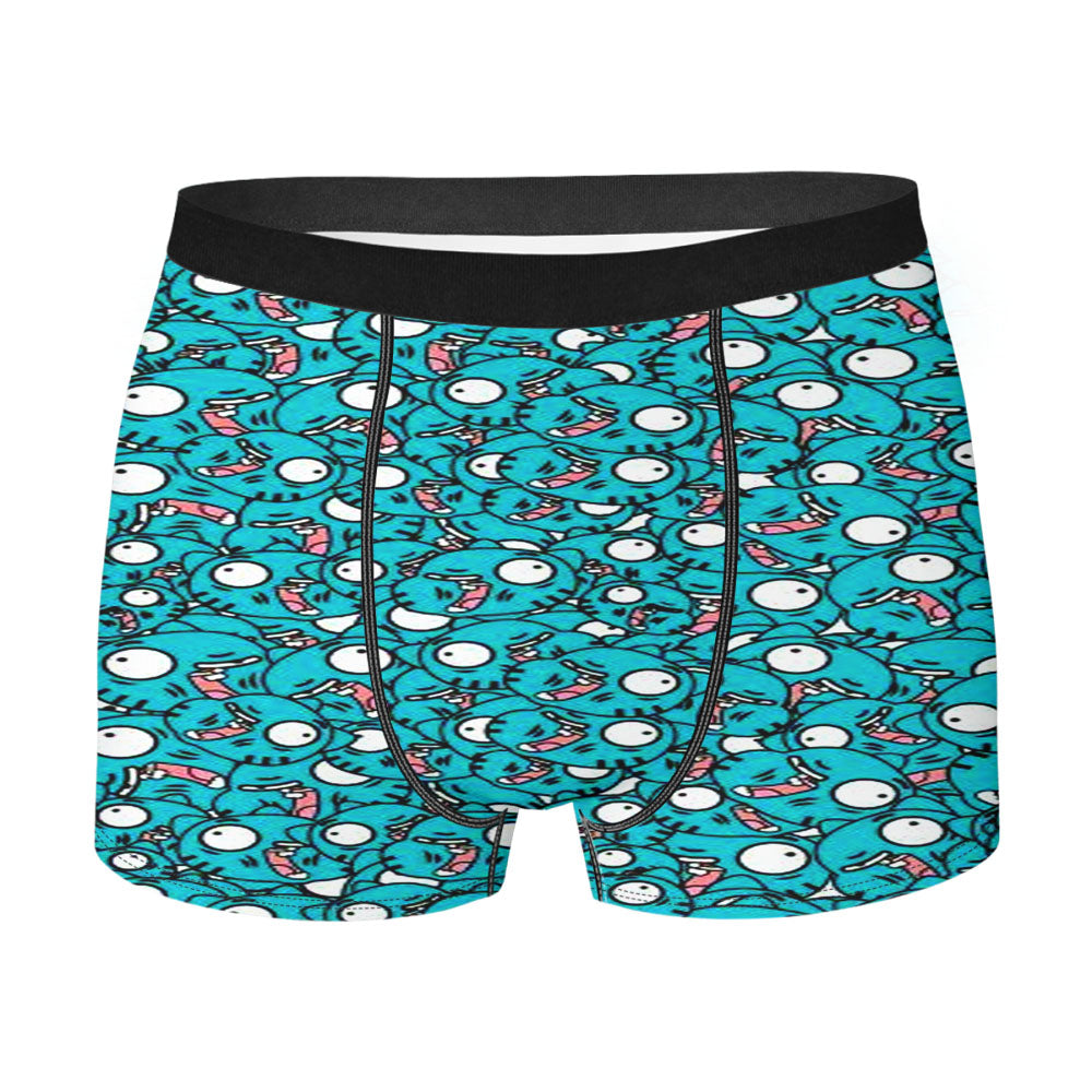 Turquoise And White Triangle Shape Pattern Geometric Art Prints Men's Boxer Briefs
