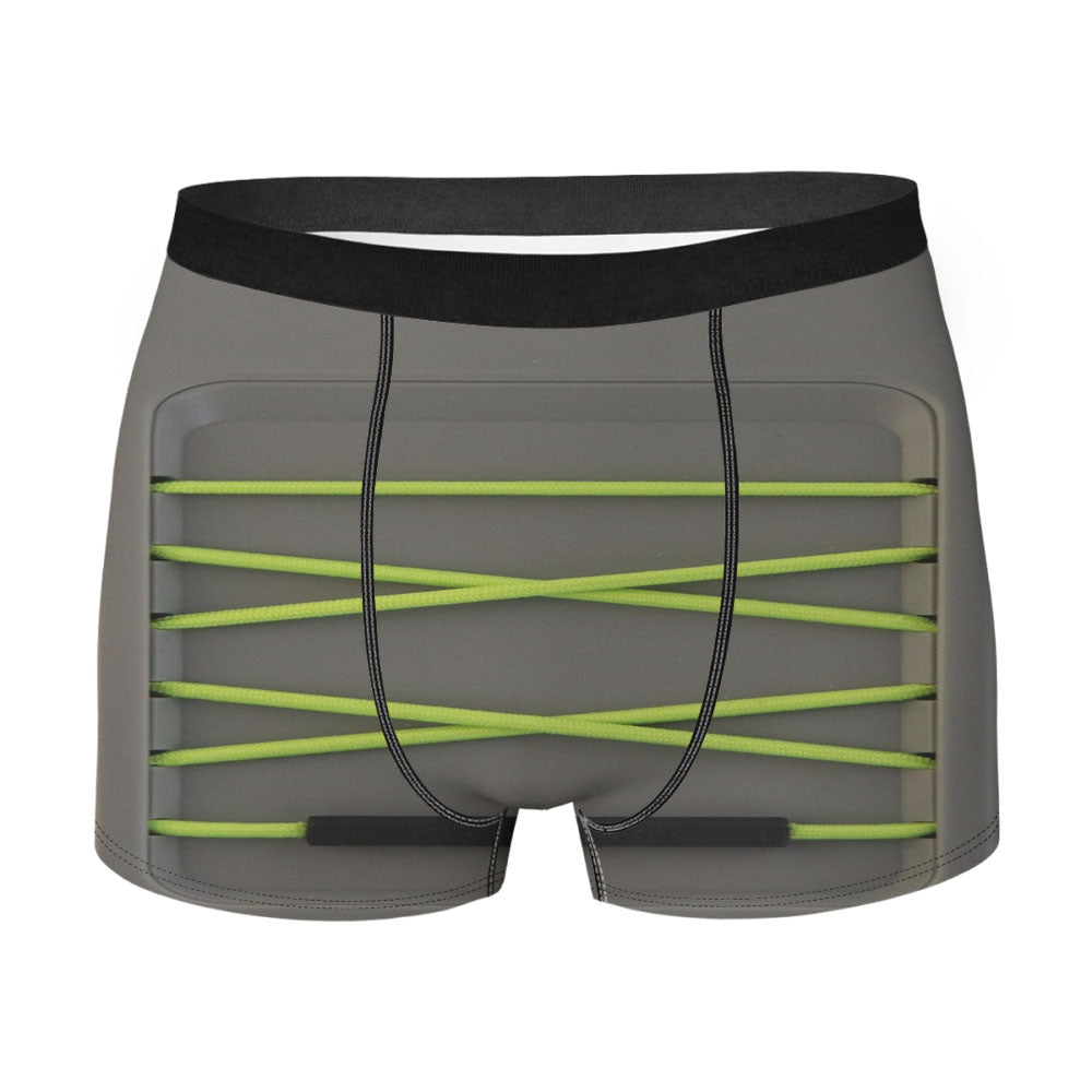 White Black Planet Pattern Doodle Men's Boxer Briefs