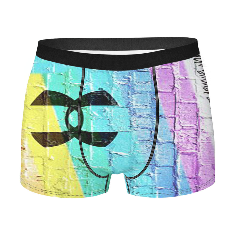 White Blue Sailor Ship Pattern Men's Boxer Briefs