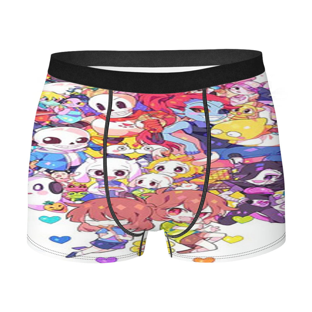 White Grey Geometric Butterfly Pattern Men's Boxer Briefs