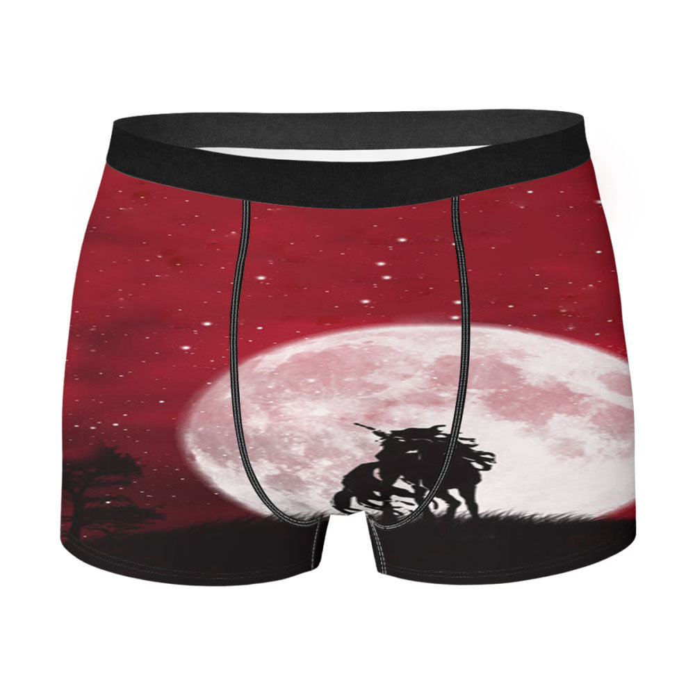 White Navy Geometric Triangle Pattern Men's Boxer Briefs