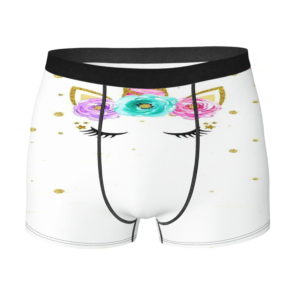White Navy Marble Geometric Triangle And Gold Line Pattern Men's Boxer Briefs