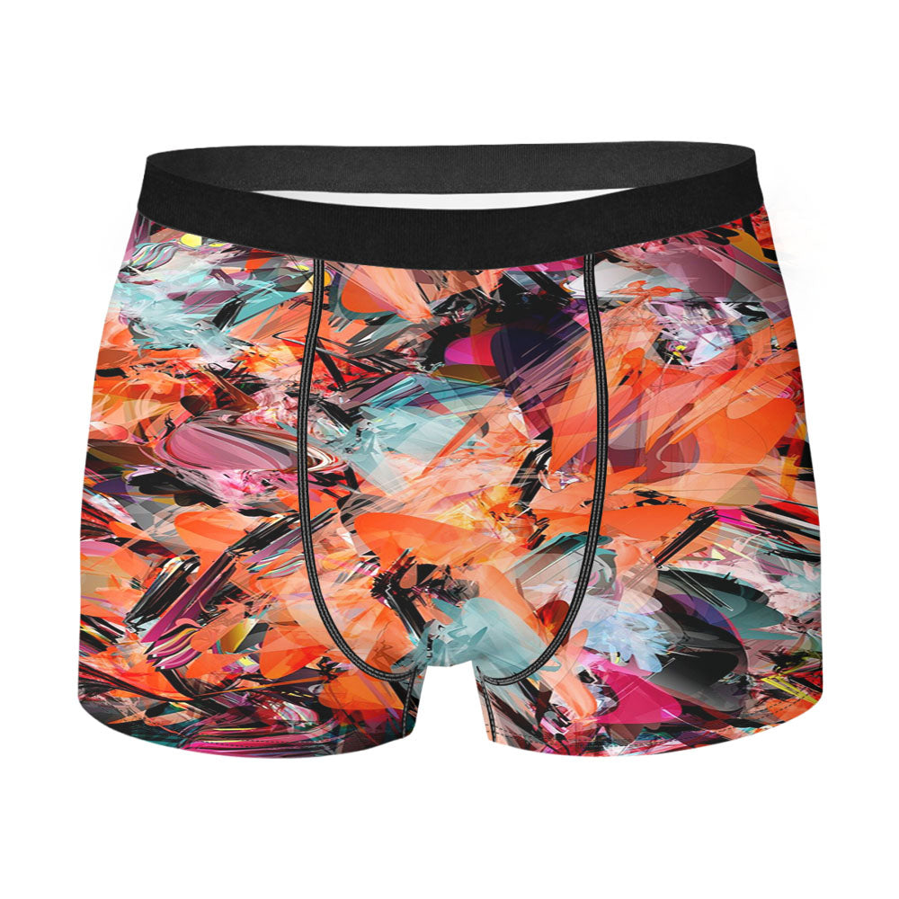 Abstract Feathers Color Orange Men's Boxer Briefs