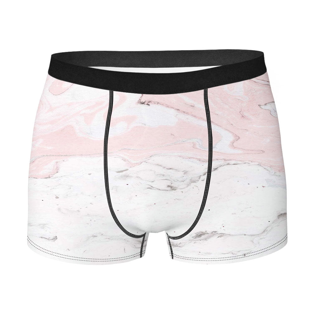 Abstract Pastel Liqiud White Pink Marble Men's Boxer Briefs