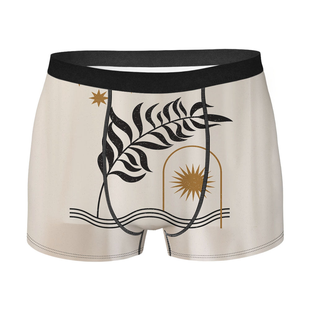 Aesthetic Leaves With Sun Men's Boxer Briefs