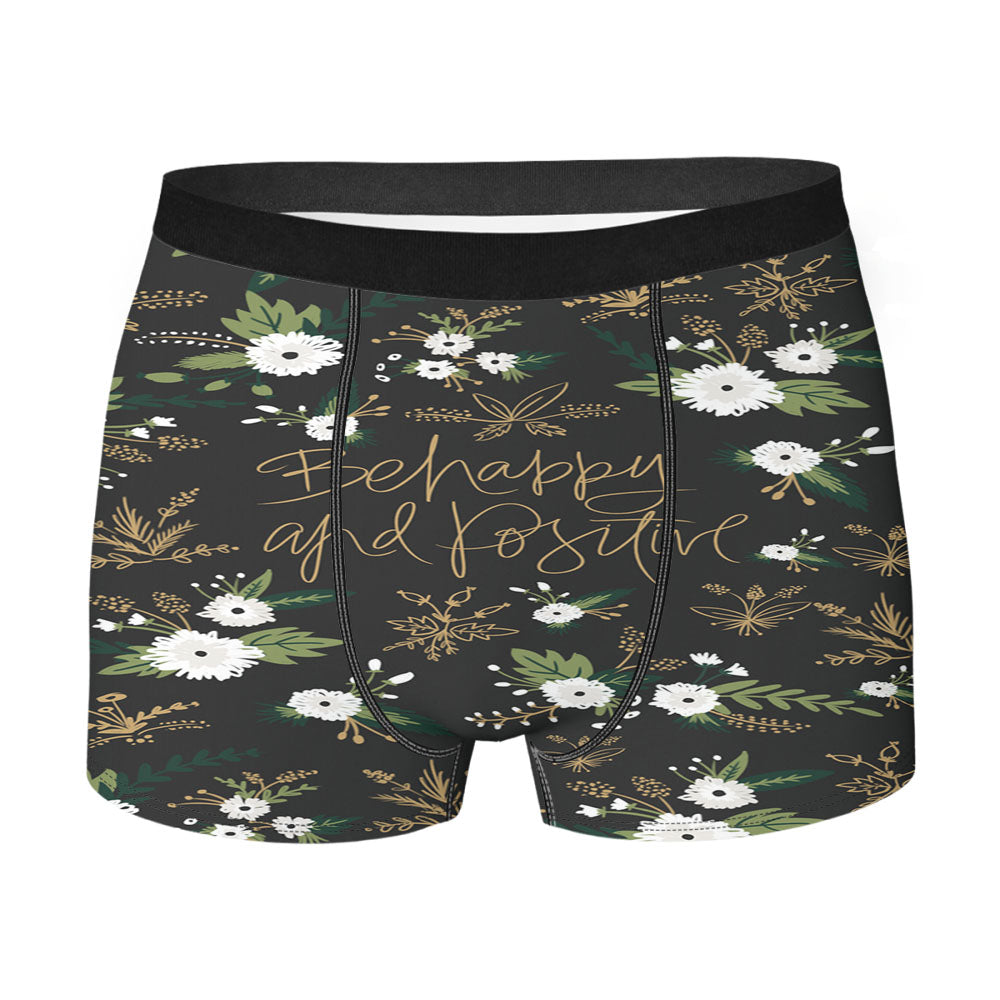 Be Happy And Positive Pattern Men's Boxer Briefs