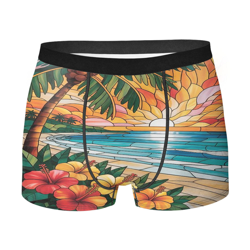 Beach Scene Tropical Palm Tree Men's Boxer Briefs