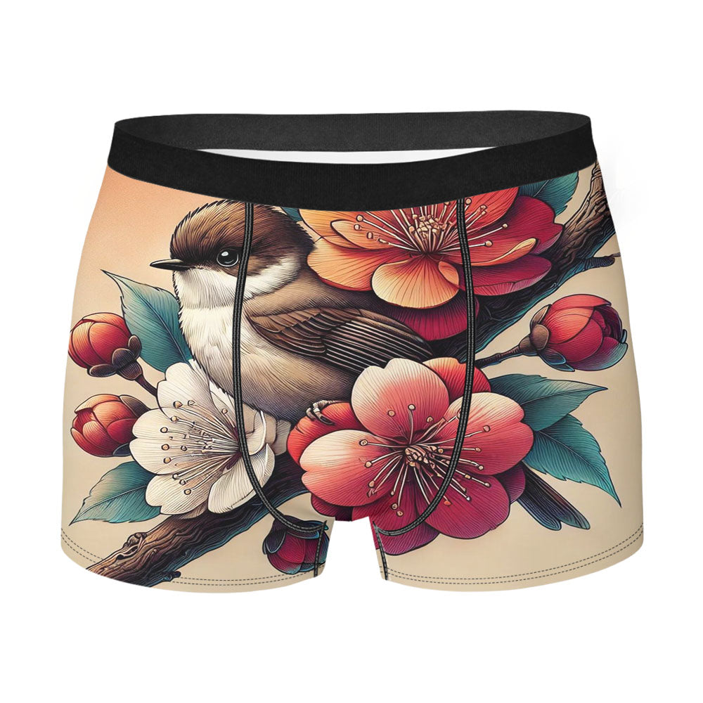 Bird Floral Men's Boxer Briefs