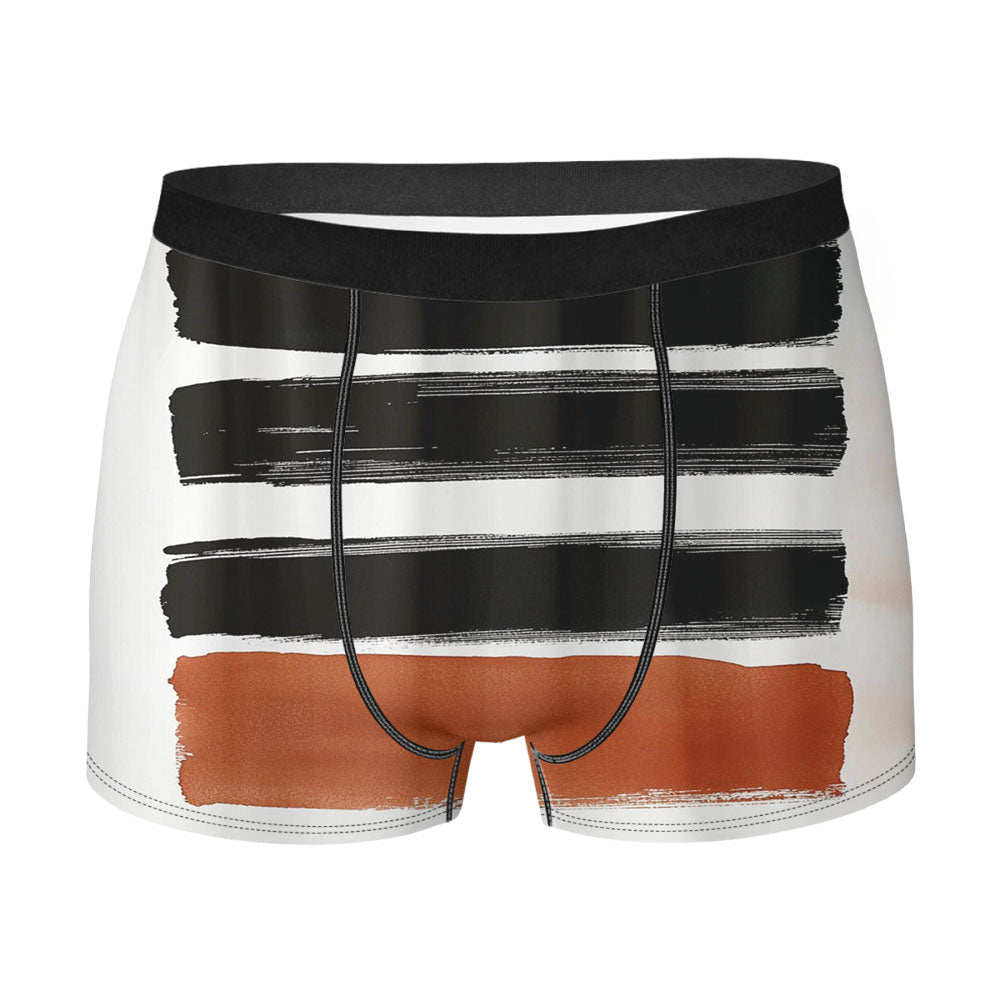 Black And Rust Brushstroke Men's Boxer Briefs