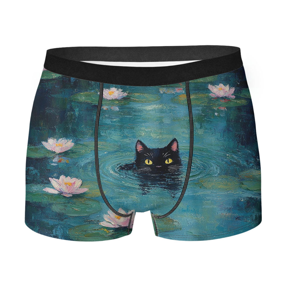 Black Cat And Lotus Men's Boxer Briefs