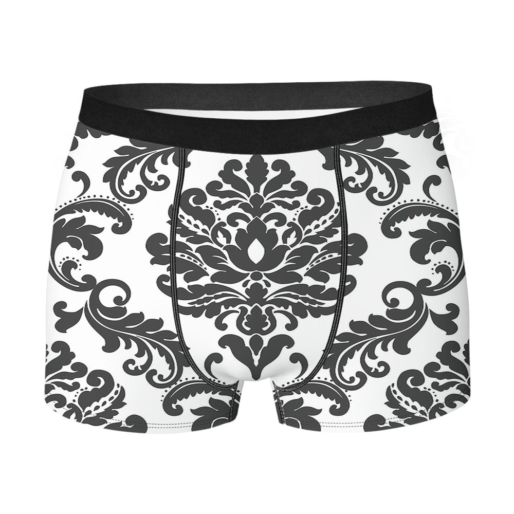 Black Damask Pattern Men's Boxer Briefs