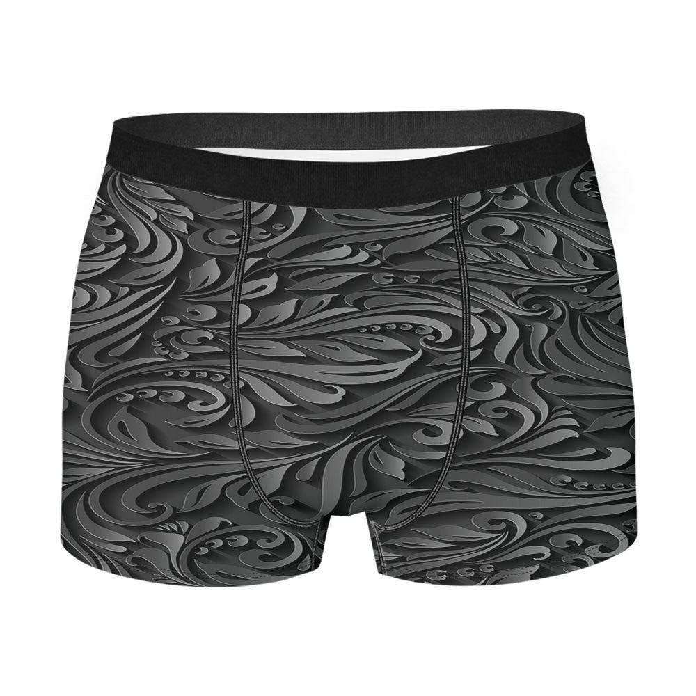 Black Metal Flowers Men's Boxer Briefs