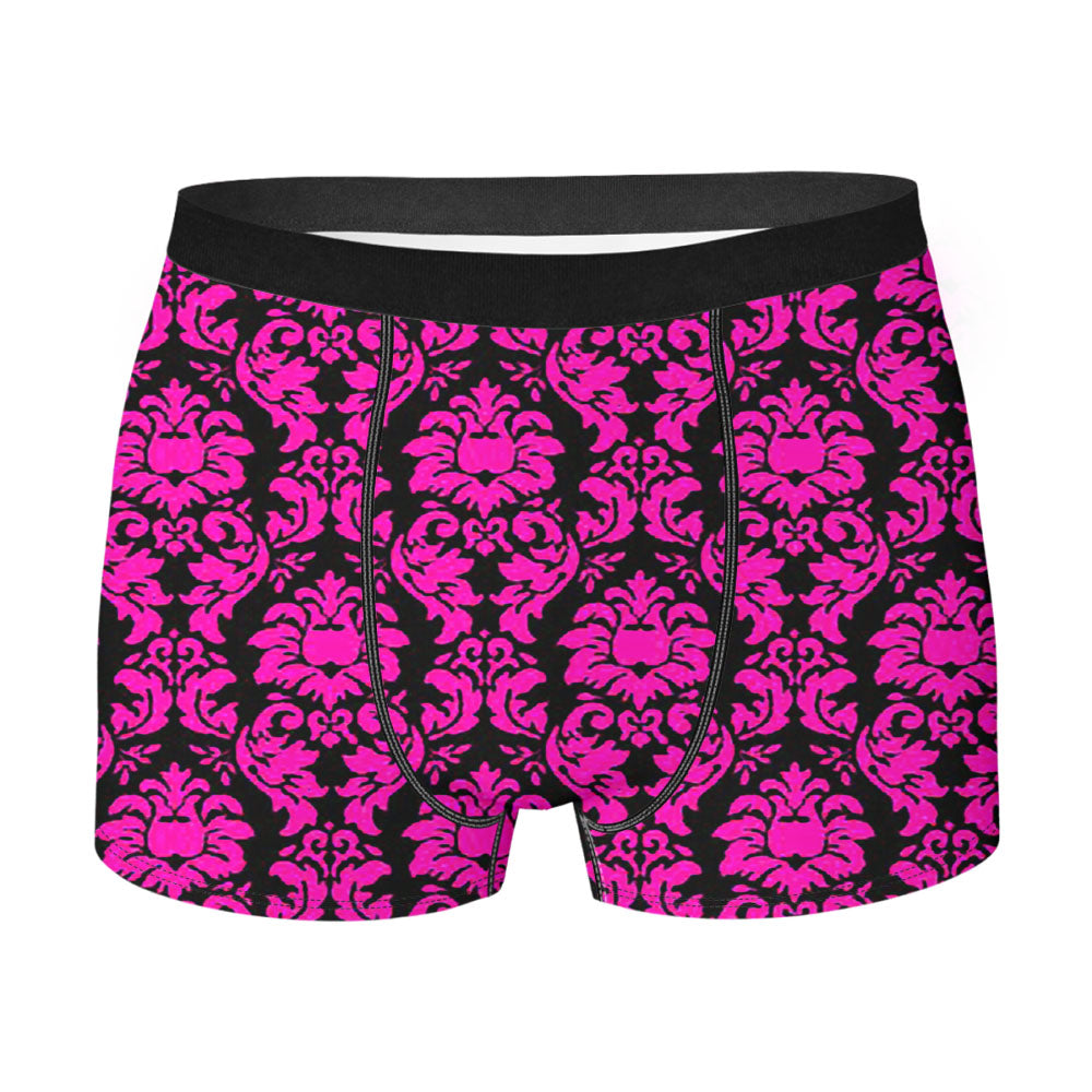 Black Pink Damask Pattern Men's Boxer Briefs