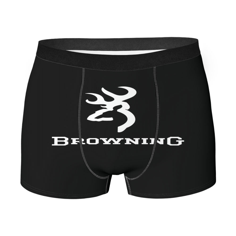 Black White Browning Deer Logo Men's Boxer Briefs