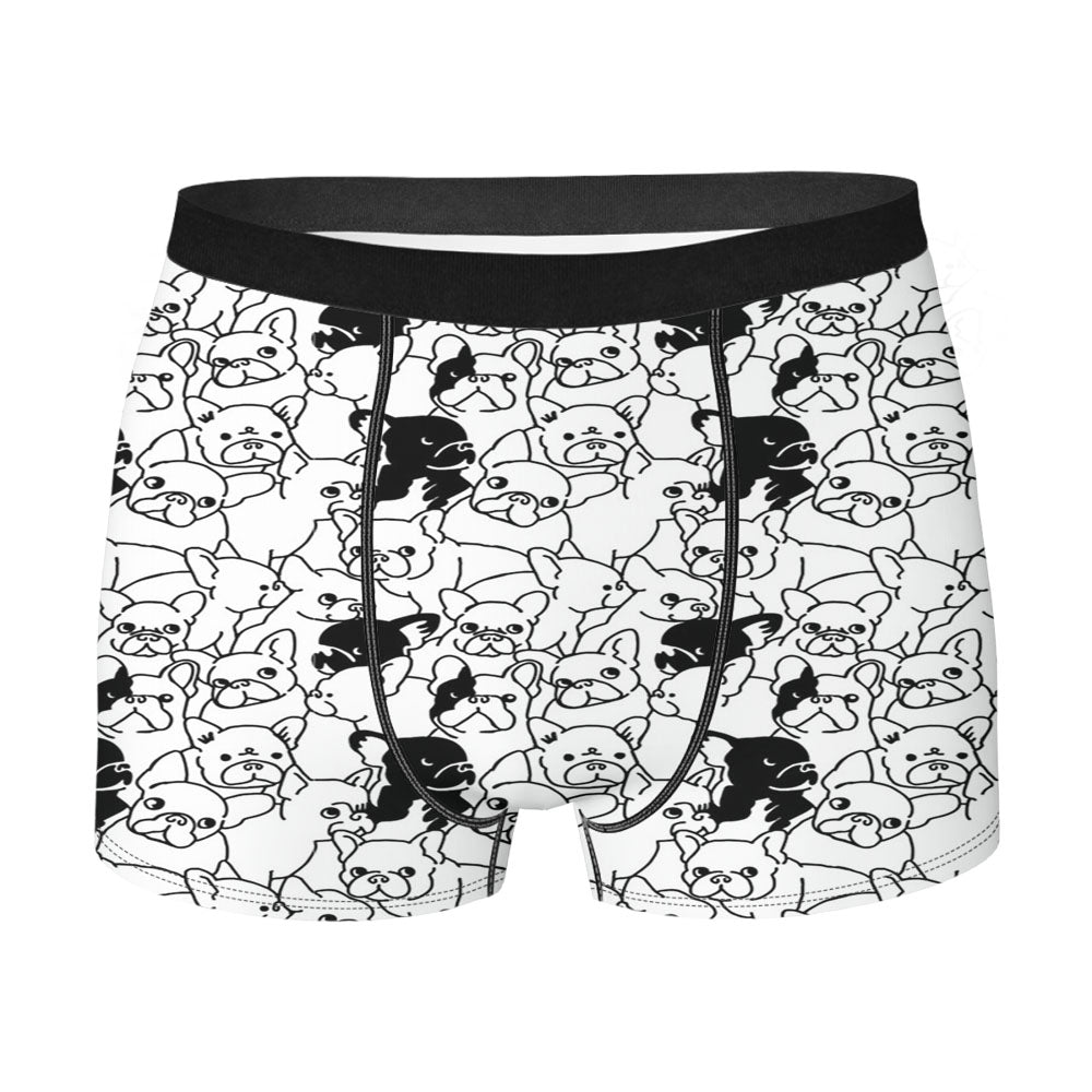 Black White French Bulldog Pattern Men's Boxer Briefs
