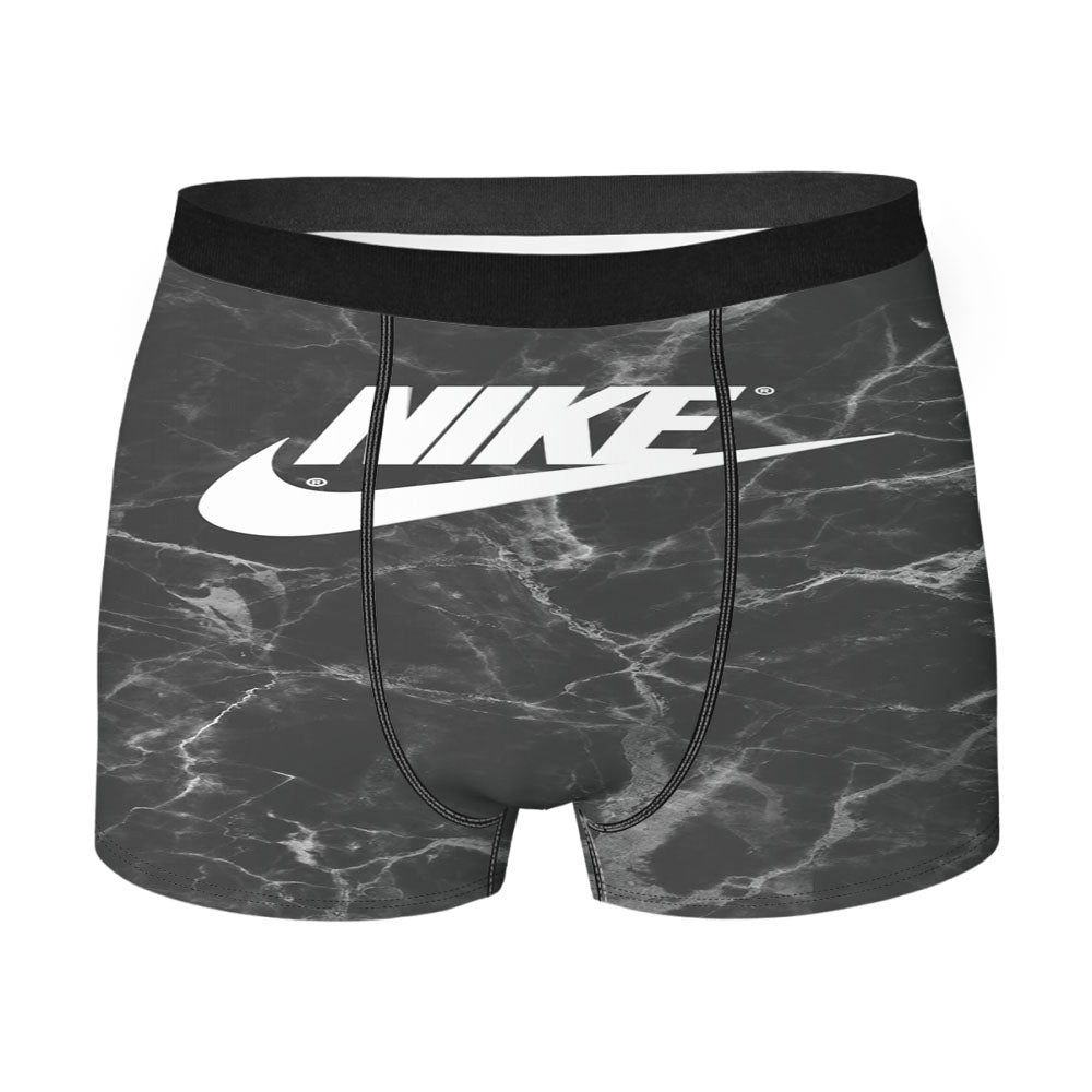 Black White Marble Nike Logo Men's Boxer Briefs