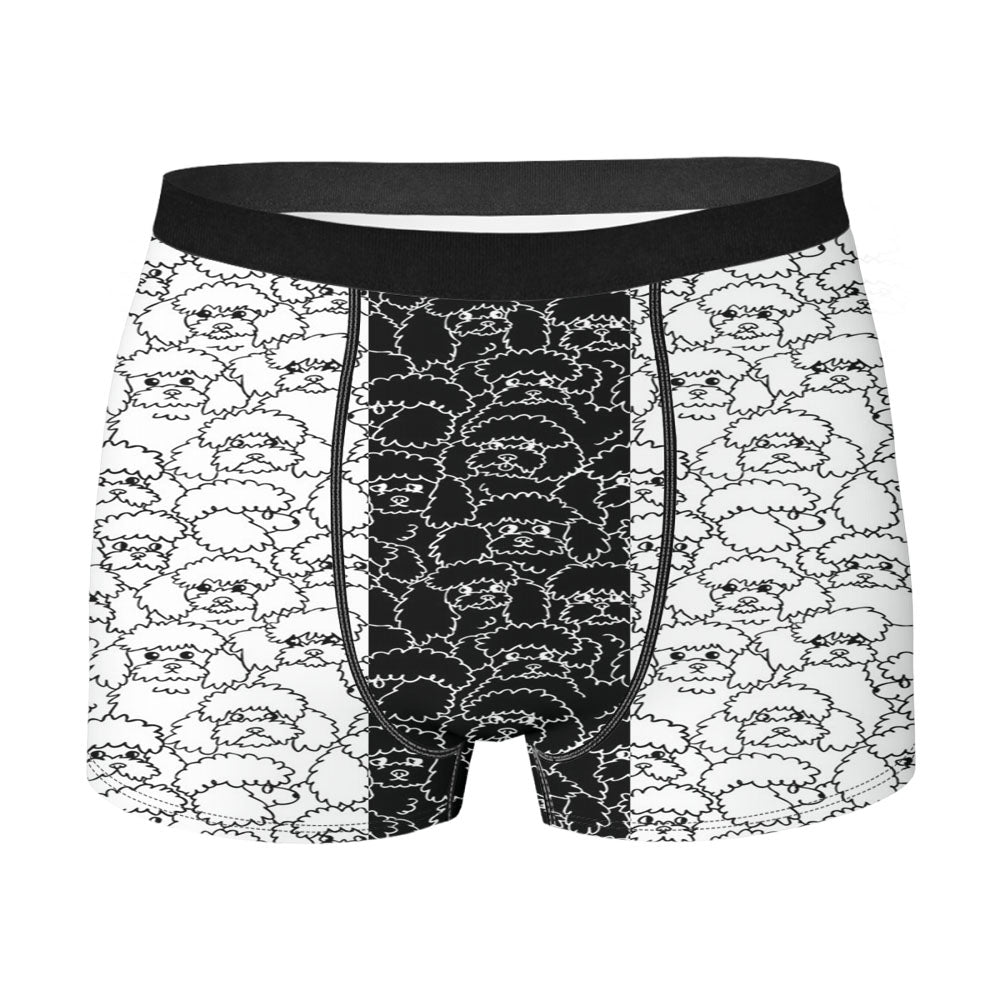 Black White Poodle Pattern Men's Boxer Briefs