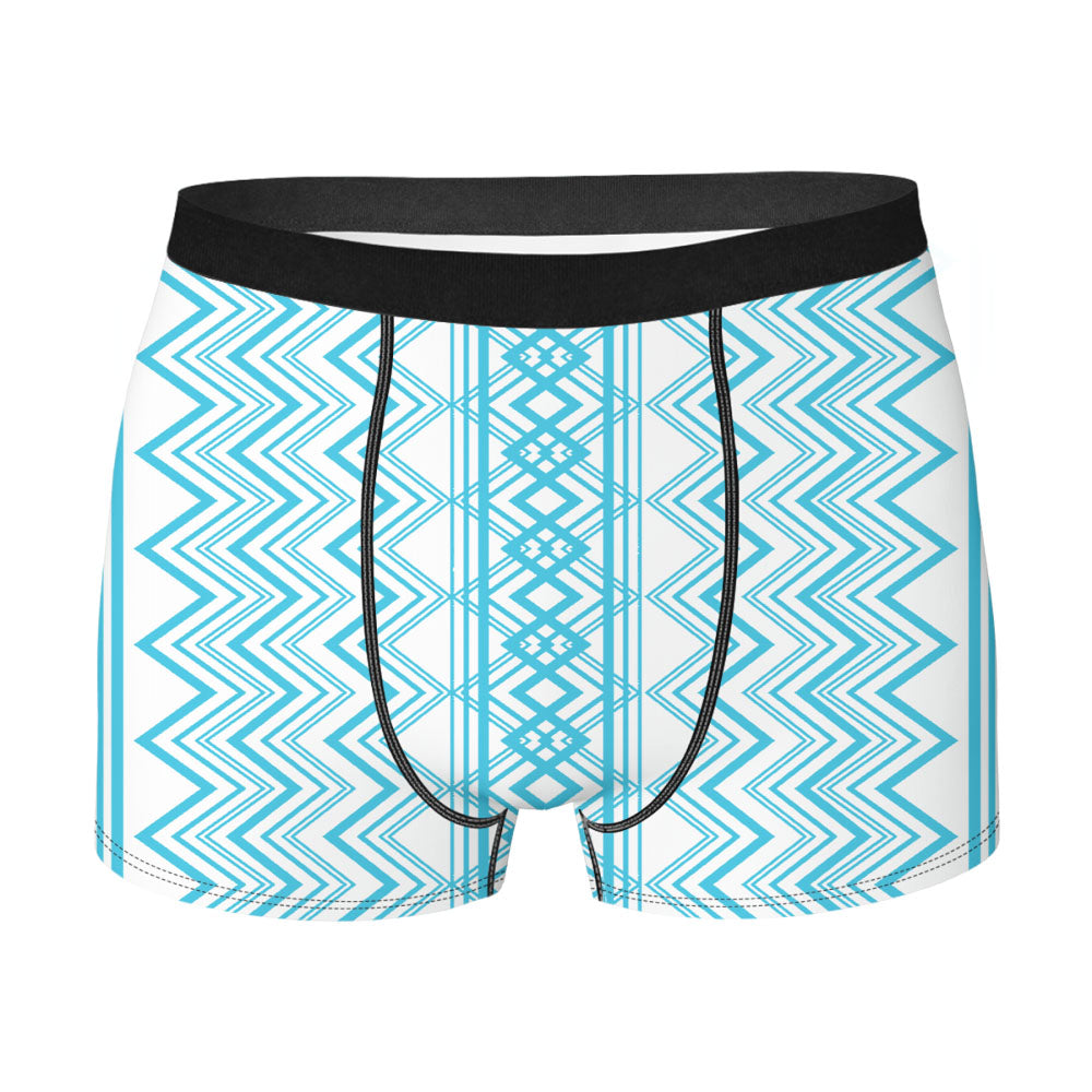 Blue Aztec Zigzag Seamless Pattern Men's Boxer Briefs