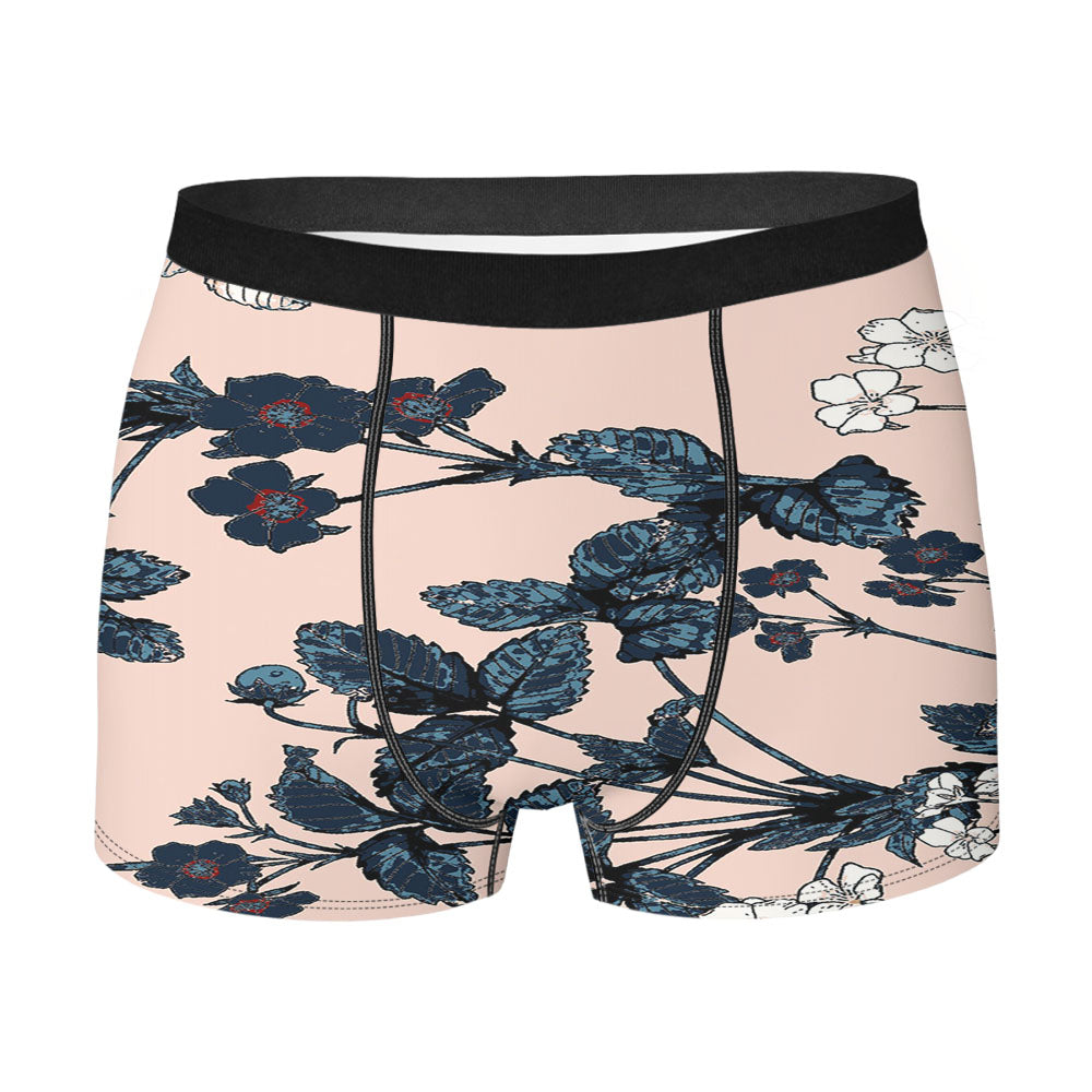 Blue Floral Wallpaper Men's Boxer Briefs