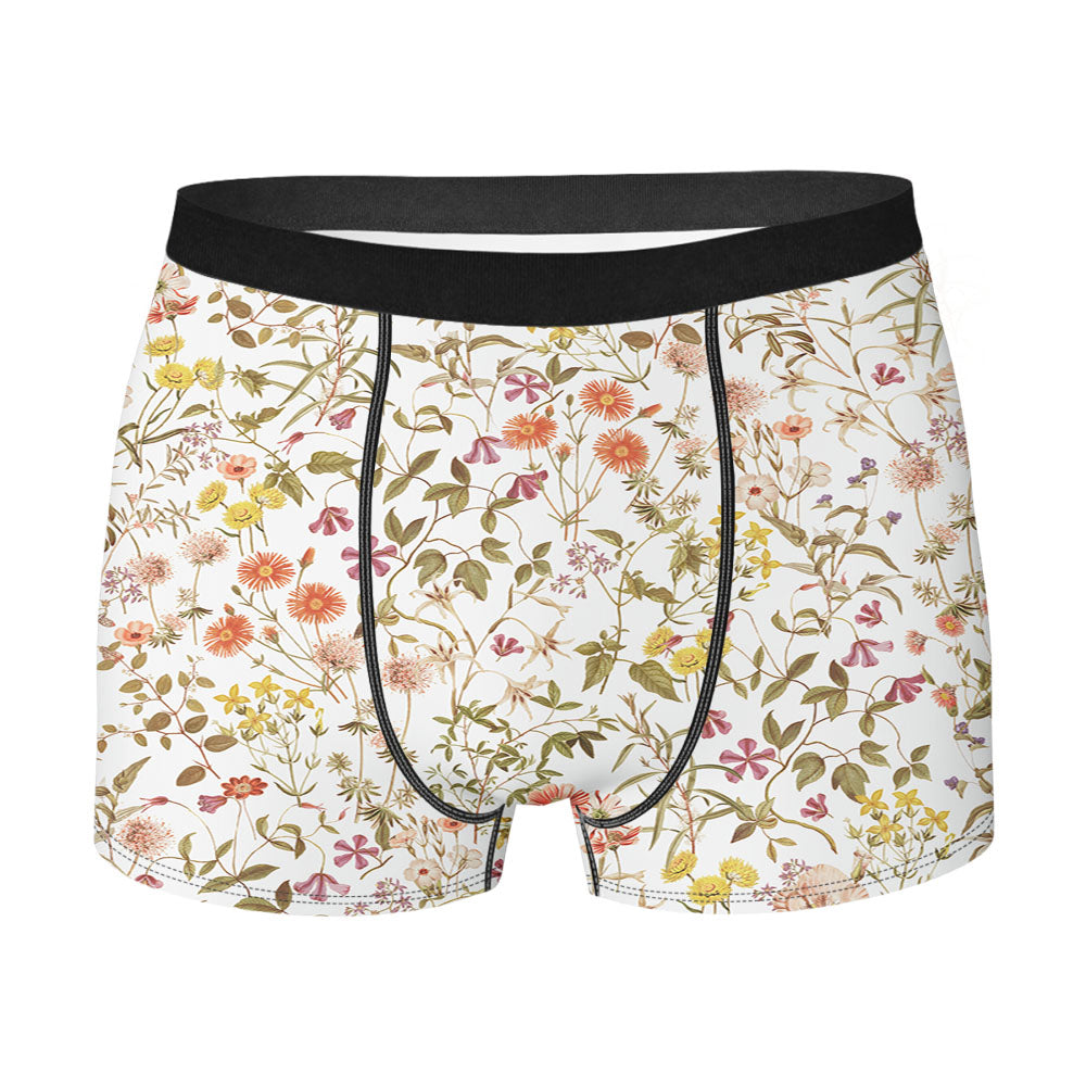 Botanical Mess Pattern Men's Boxer Briefs