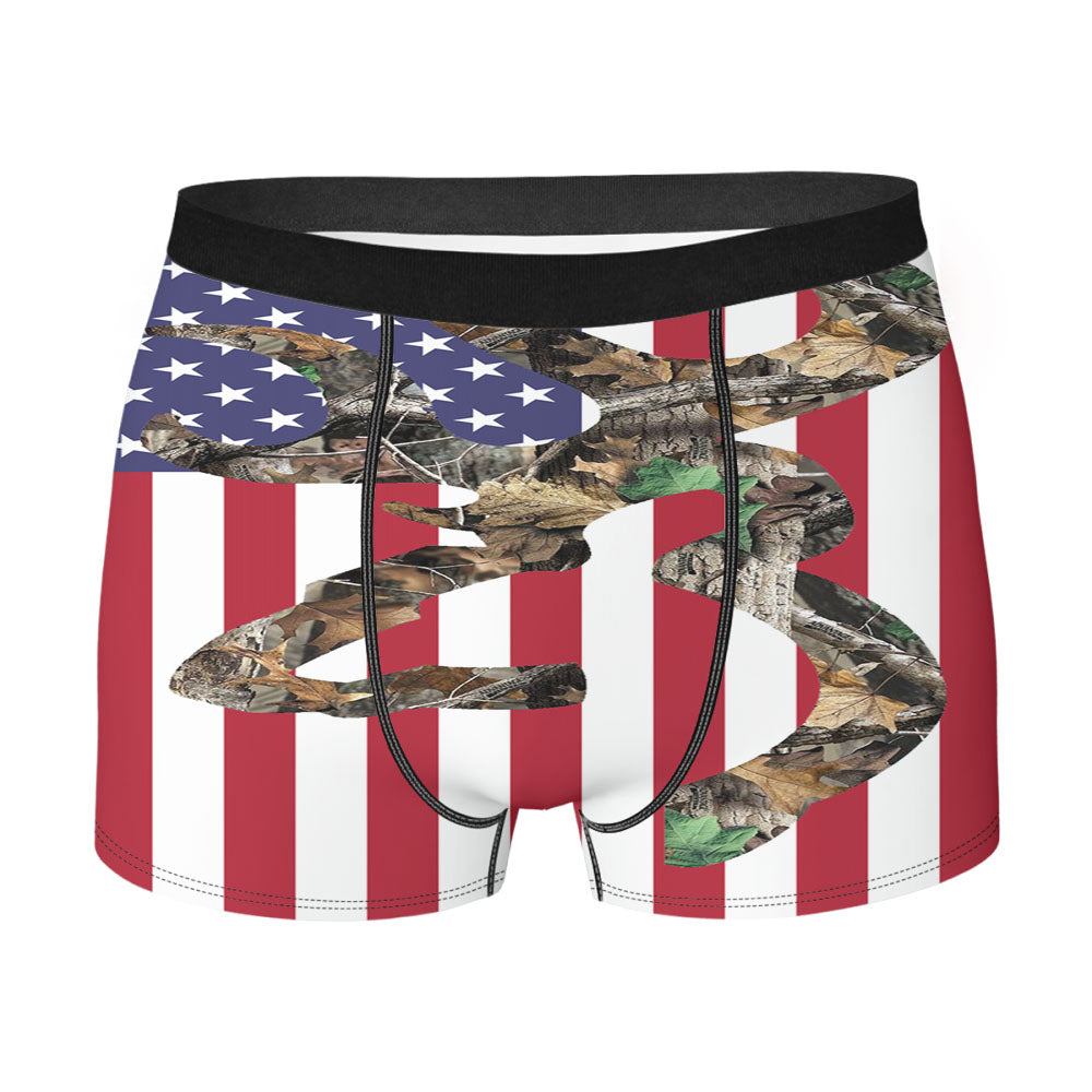 Browning Deer Camo American Flag Men's Boxer Briefs