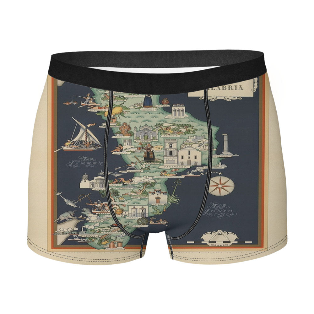 Calabria Map From 1939 Men's Boxer Briefs