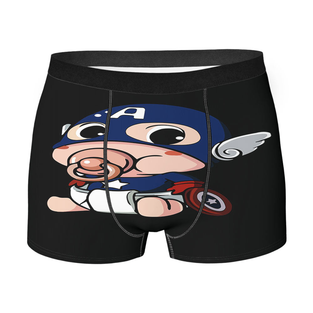 Captain America Caricature Baby Men's Boxer Briefs