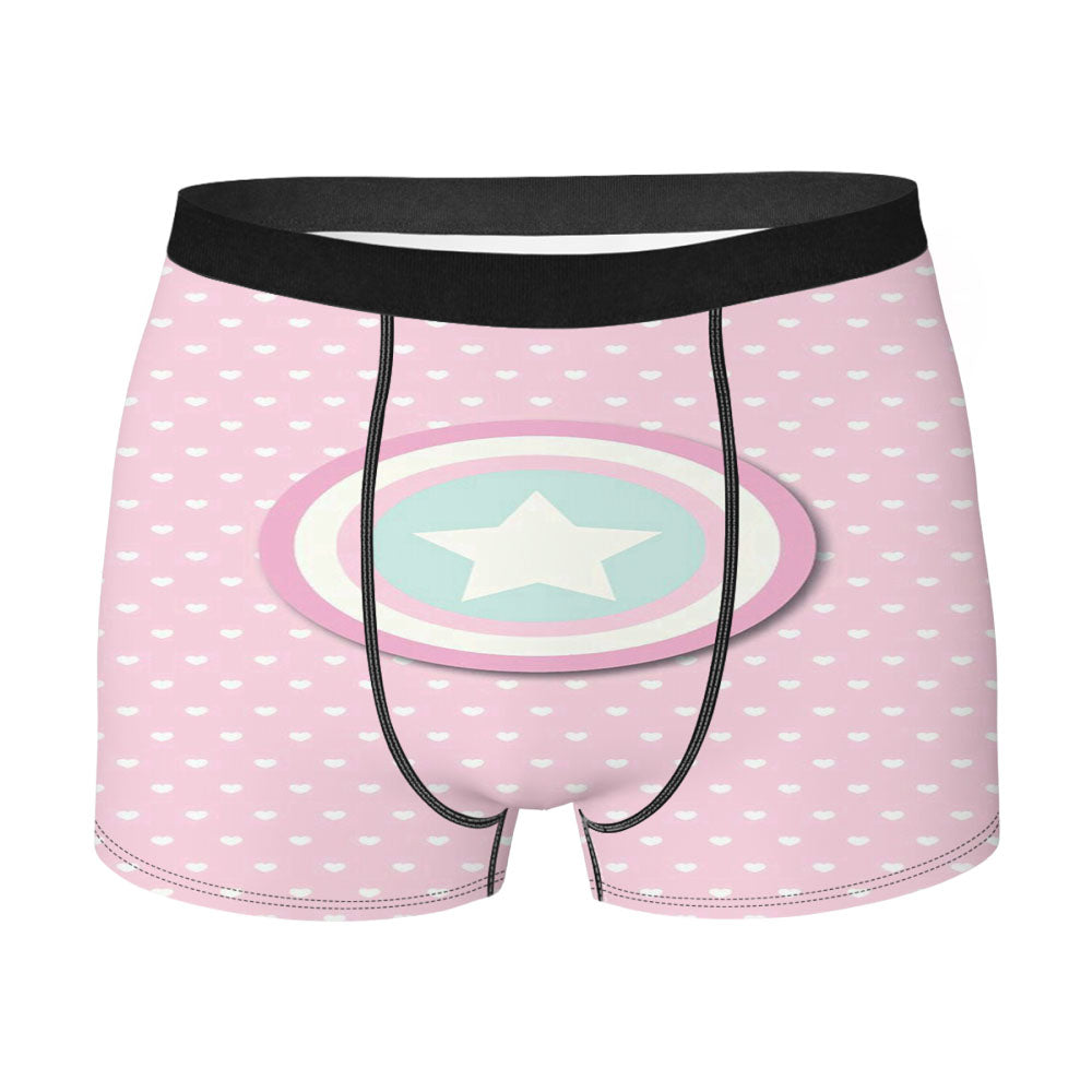 Captain America Pink Girls Men's Boxer Briefs
