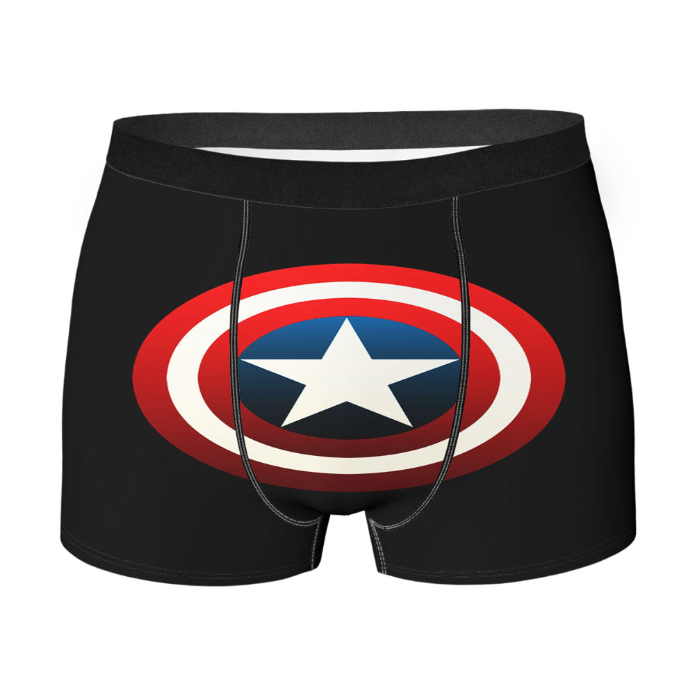 Captain America Shield Logo Black Men's Boxer Briefs