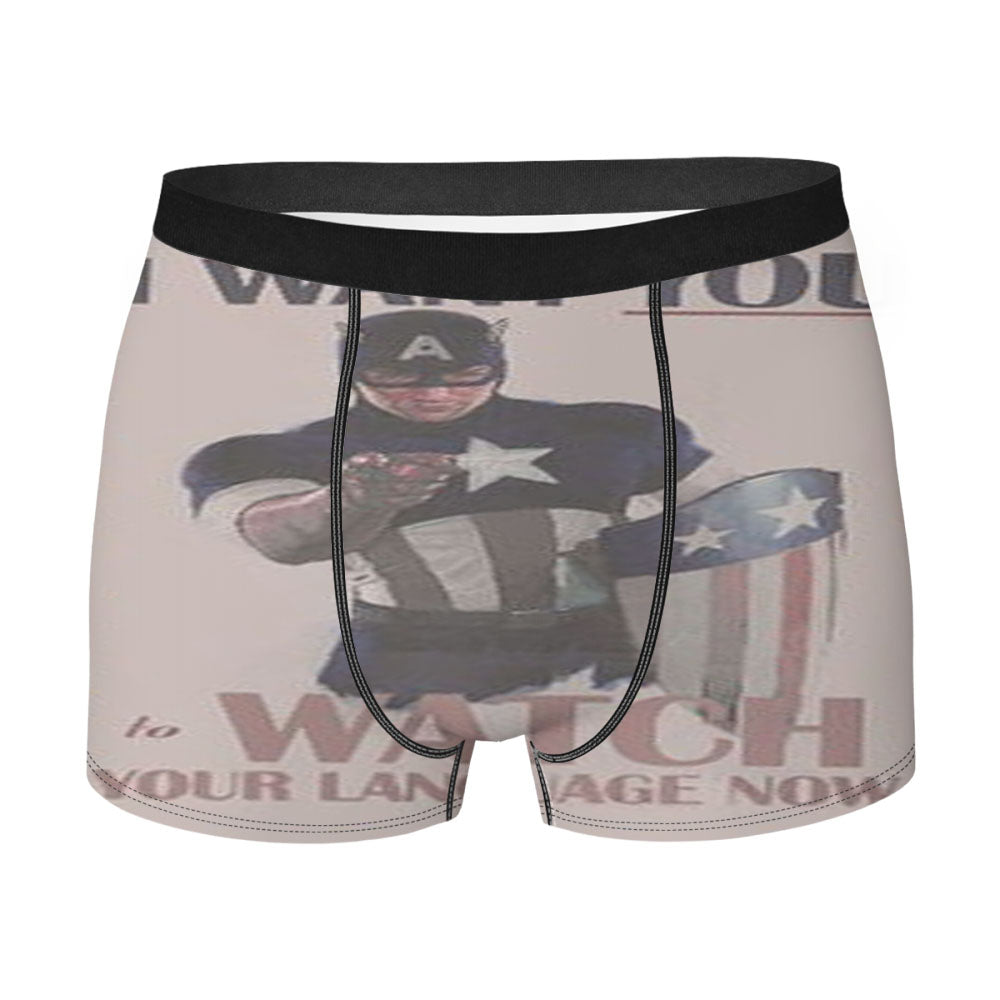 Captain America Watch Language Quotes Men's Boxer Briefs