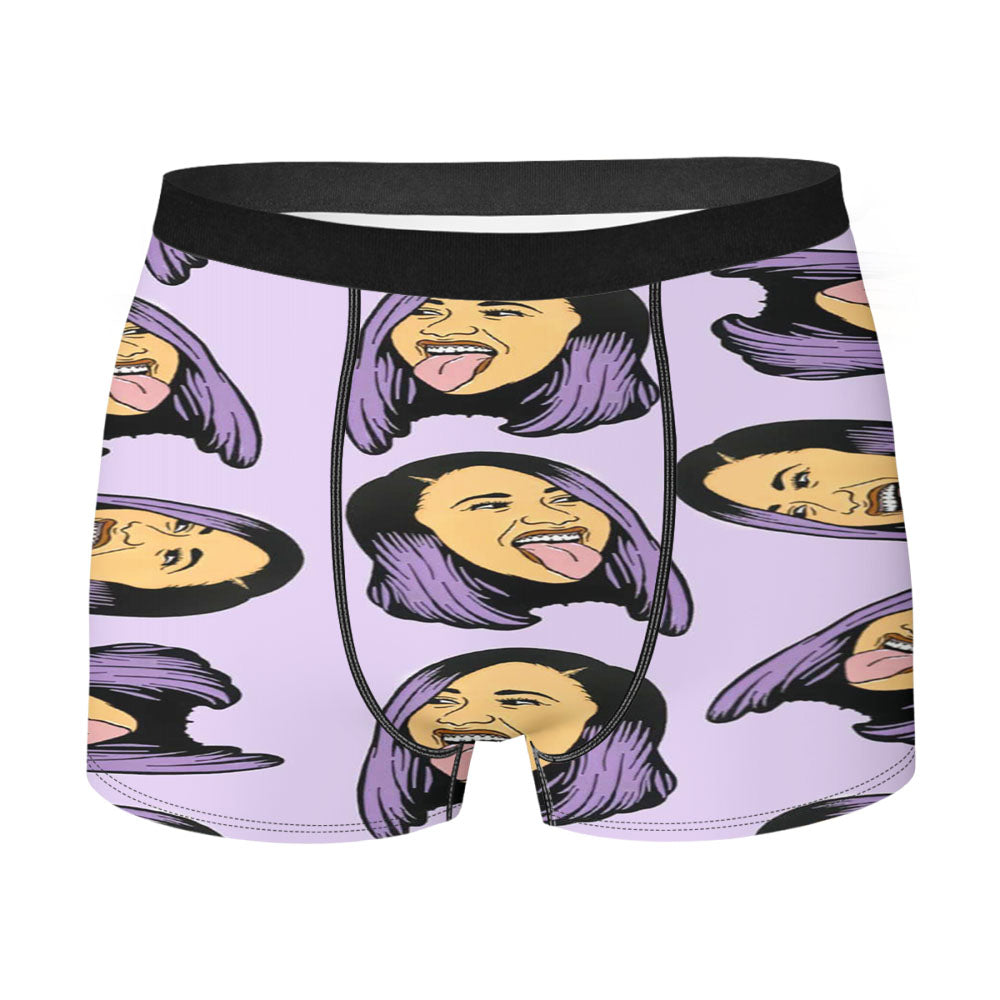 Cardi B Head Pattern Fun Men's Boxer Briefs